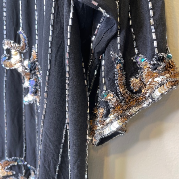 Argenti VTG Embellished Sequin Beaded Glam Dolman Sleeve Asymmetrical Hem Blouse - Picture 13 of 15